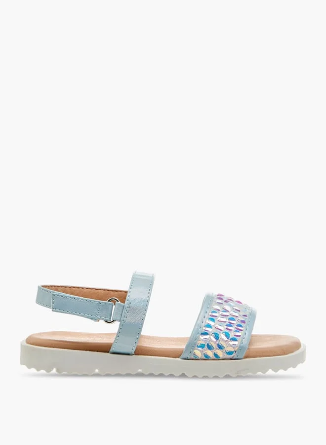 جونيورز صنادل بناتي مزينة بالترتر بأشرطة وإغلاق بشريط لاصق - تشكيلة رمضان